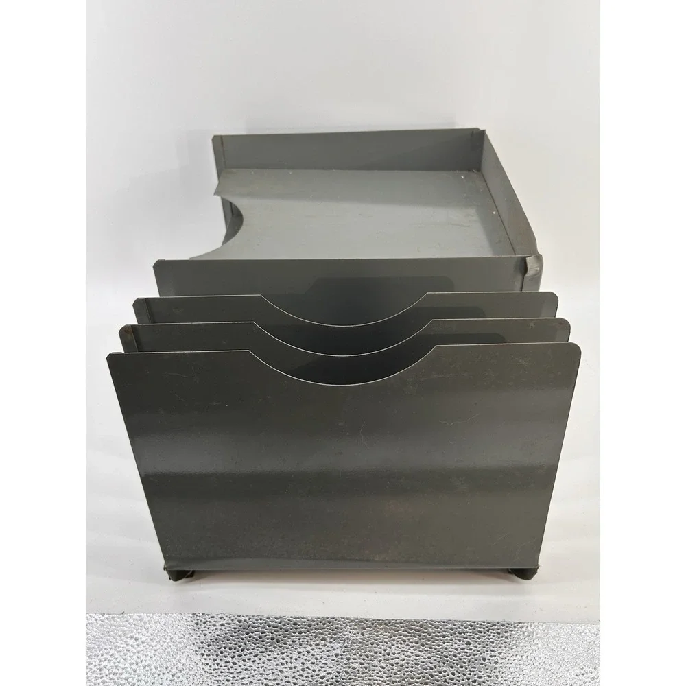 Vintage Lit-ning Industrial Metal Desk Organizer Tray